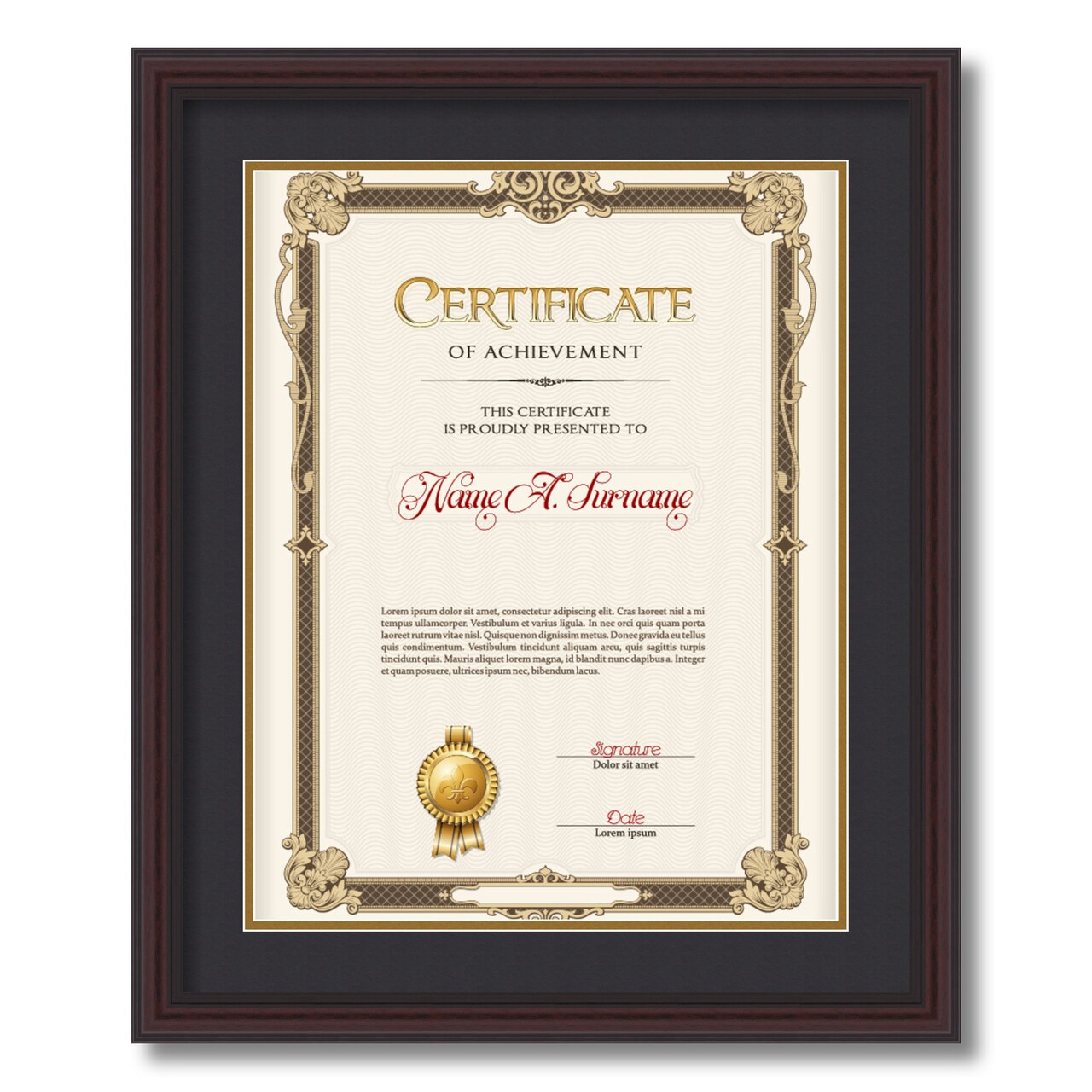 ArtToFrames 18x14 inch Diploma Frame - Framed with Black and Gold Mats, Comes with Regular Acrylic and Sawtooth Hanger for Wall Hanging (D-18x14)